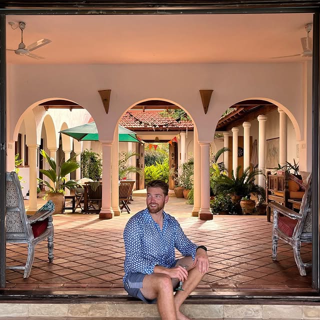 dark blue cotton men's shirt