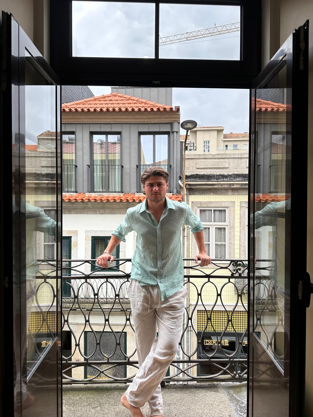 green cotton men's shirt