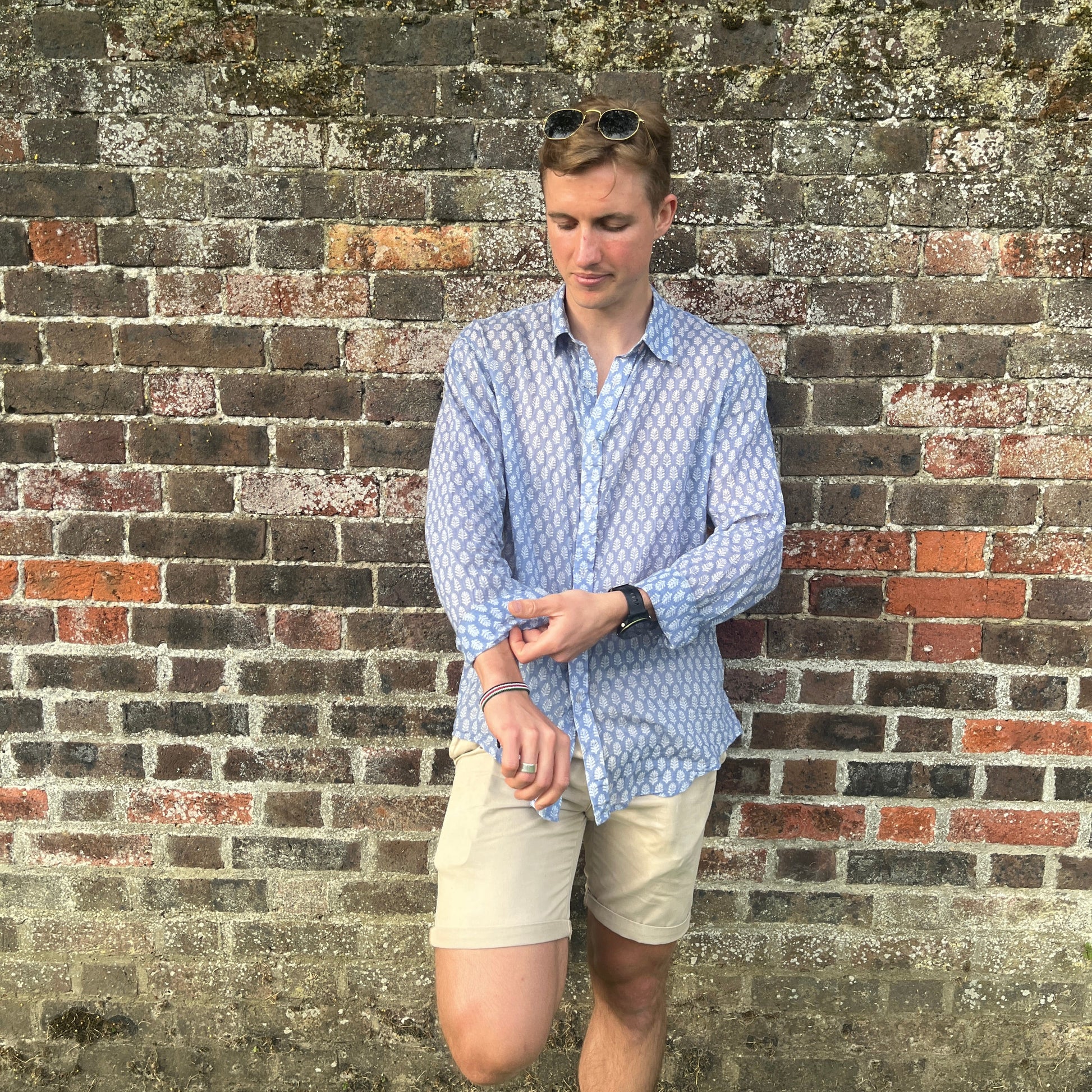 light blue cotton men's shirt