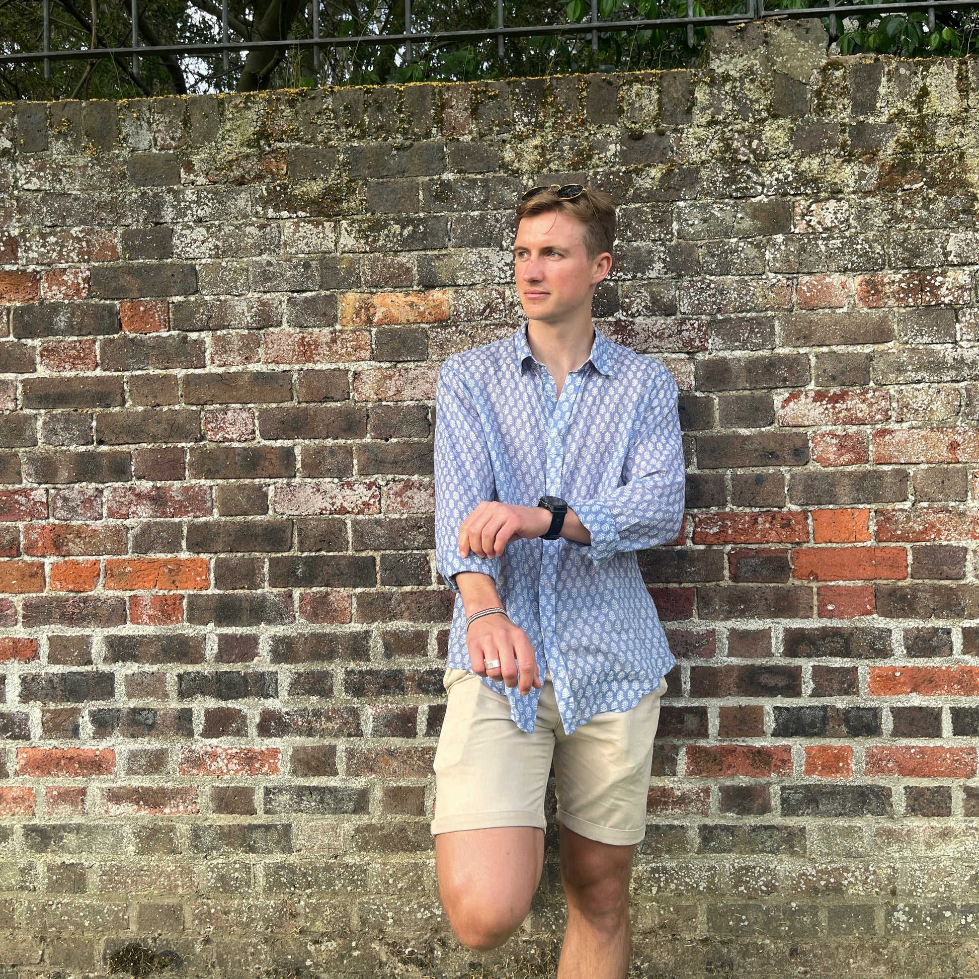 light blue cotton men's shirt