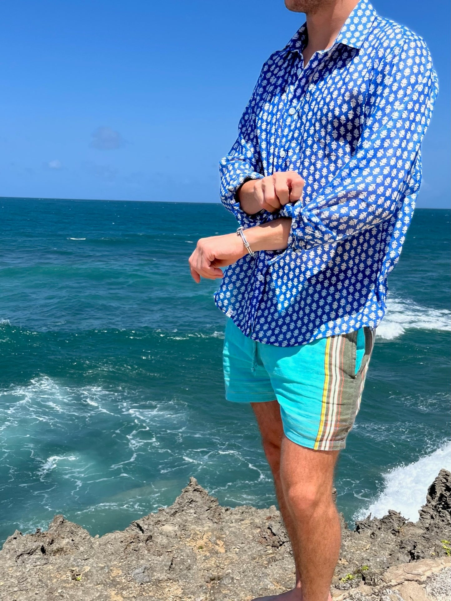 dark blue cotton men's shirt