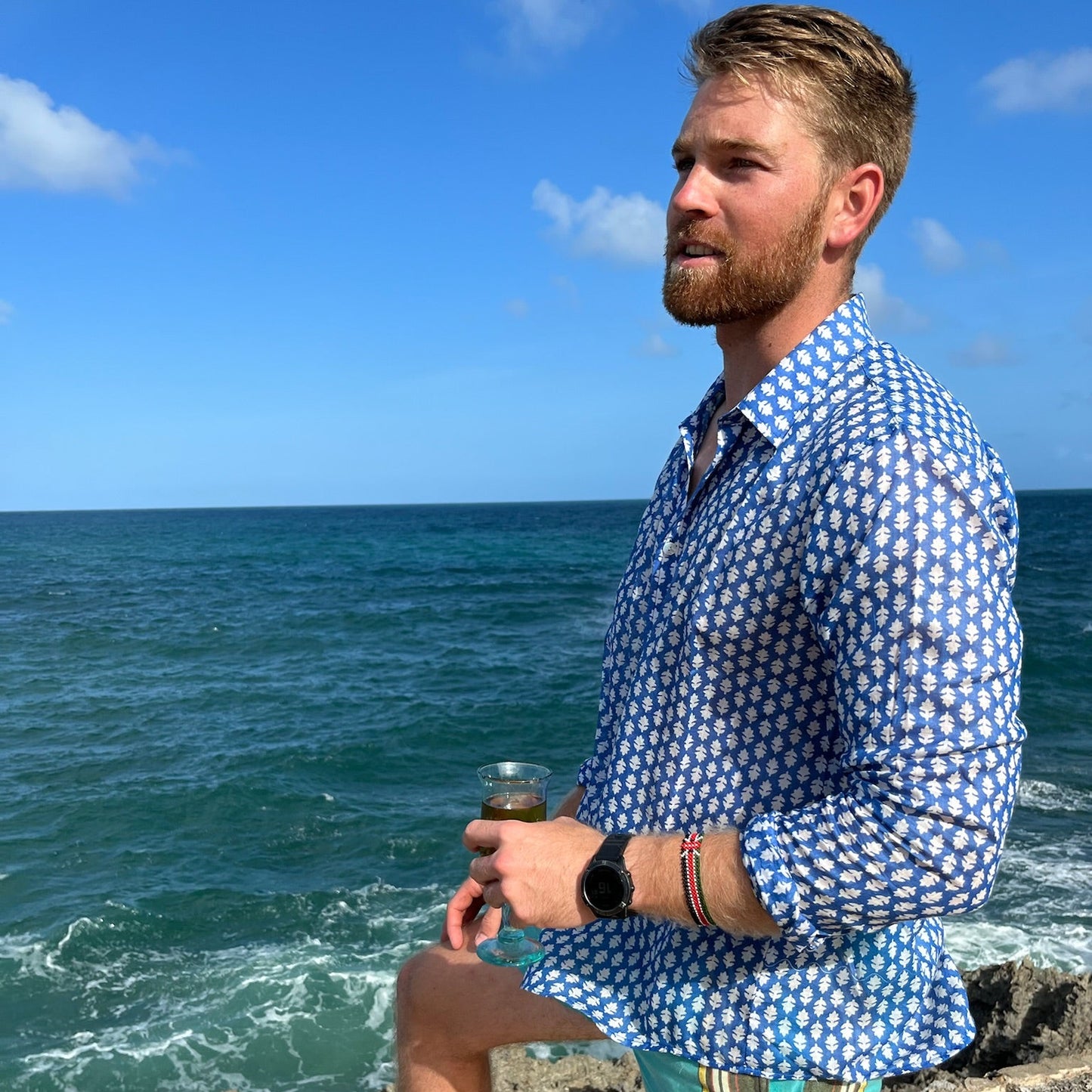 dark blue cotton men's shirt